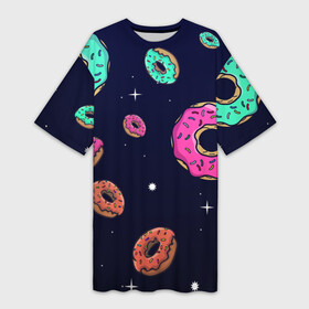 Платье-футболка 3D с принтом Black Milk Космические Пончики в Курске,  |  | black milk | donut | donuts | space | the simpsons | trend | глазурь | дизайн | еда | звезда | звёзды | космос | мода | пончик | симпсоны | симсоны | сладкий | стиль | тренд | узор