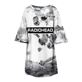 Детское платье 3D с принтом Radiohead 8 в Курске, 100% полиэстер | прямой силуэт, чуть расширенный к низу. Круглая горловина, на рукавах — воланы | Тематика изображения на принте: radiohead | радиохэд | том йорк