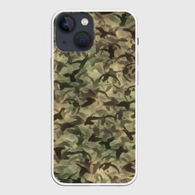Чехол для iPhone 13 mini с принтом Охотничий камуфляж с утками в Курске,  |  | гусиная | гусь | дичь | лес | милитари | охота | охотник | паттерн | птицы | текстура | утиная | утка | хаки