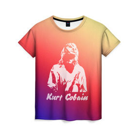 Женская футболка 3D с принтом Kurt Cobain в Курске, 100% полиэфир ( синтетическое хлопкоподобное полотно) | прямой крой, круглый вырез горловины, длина до линии бедер | nirvana |  курт кобейн | нирвана | рок