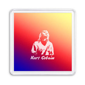 Магнит 55*55 с принтом Kurt Cobain в Курске, Пластик | Размер: 65*65 мм; Размер печати: 55*55 мм | Тематика изображения на принте: nirvana |  курт кобейн | нирвана | рок