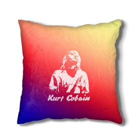 Подушка 3D с принтом Kurt Cobain в Курске, наволочка – 100% полиэстер, наполнитель – холлофайбер (легкий наполнитель, не вызывает аллергию). | состоит из подушки и наволочки. Наволочка на молнии, легко снимается для стирки | nirvana |  курт кобейн | нирвана | рок