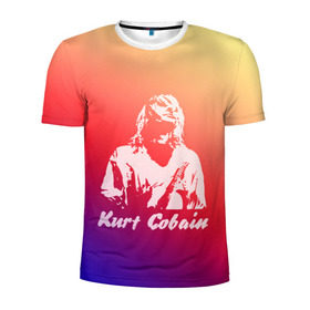 Мужская футболка 3D спортивная с принтом Kurt Cobain в Курске, 100% полиэстер с улучшенными характеристиками | приталенный силуэт, круглая горловина, широкие плечи, сужается к линии бедра | Тематика изображения на принте: nirvana |  курт кобейн | нирвана | рок