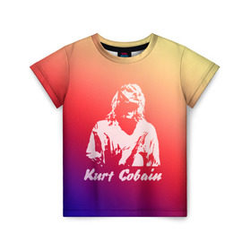 Детская футболка 3D с принтом Kurt Cobain в Курске, 100% гипоаллергенный полиэфир | прямой крой, круглый вырез горловины, длина до линии бедер, чуть спущенное плечо, ткань немного тянется | nirvana |  курт кобейн | нирвана | рок