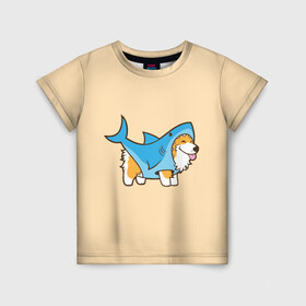Детская футболка 3D с принтом Пес-акула в Курске, 100% гипоаллергенный полиэфир | прямой крой, круглый вырез горловины, длина до линии бедер, чуть спущенное плечо, ткань немного тянется | акула | пёс | песик | рисунок