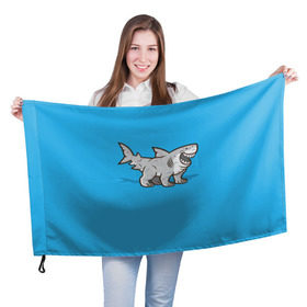 Флаг 3D с принтом Акула мутант 5 в Курске, 100% полиэстер | плотность ткани — 95 г/м2, размер — 67 х 109 см. Принт наносится с одной стороны | акула | детям | лапы | мутант | рисунок