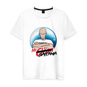 Мужская футболка хлопок с принтом Mr. Saitama в Курске, 100% хлопок | прямой крой, круглый вырез горловины, длина до линии бедер, слегка спущенное плечо. | 