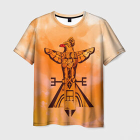 Мужская футболка 3D с принтом этника в Курске, 100% полиэфир | прямой крой, круглый вырез горловины, длина до линии бедер | геометрия | индейцы | ловец снов | орел | орнамент | перья | пирамида | птица | пустыня | символы | сокол | тотем | узоры | этно | ястреб