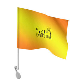 Флаг для автомобиля с принтом Эволюция баскетбола в Курске, 100% полиэстер | Размер: 30*21 см | Тематика изображения на принте: basketball | evolution | желтый | обезьяна человек | оранжевый | эволюция