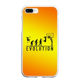 Чехол для iPhone 7Plus/8 Plus матовый с принтом Эволюция баскетбола в Курске, Силикон | Область печати: задняя сторона чехла, без боковых панелей | basketball | evolution | желтый | обезьяна человек | оранжевый | эволюция