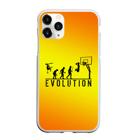 Чехол для iPhone 11 Pro Max матовый с принтом Эволюция баскетбола в Курске, Силикон |  | basketball | evolution | желтый | обезьяна человек | оранжевый | эволюция