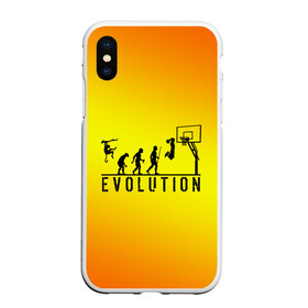 Чехол для iPhone XS Max матовый с принтом Эволюция баскетбола в Курске, Силикон | Область печати: задняя сторона чехла, без боковых панелей | basketball | evolution | желтый | обезьяна человек | оранжевый | эволюция