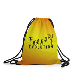 Рюкзак-мешок 3D с принтом Эволюция баскетбола в Курске, 100% полиэстер | плотность ткани — 200 г/м2, размер — 35 х 45 см; лямки — толстые шнурки, застежка на шнуровке, без карманов и подкладки | basketball | evolution | желтый | обезьяна человек | оранжевый | эволюция