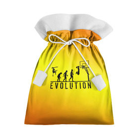 Подарочный 3D мешок с принтом Эволюция баскетбола в Курске, 100% полиэстер | Размер: 29*39 см | Тематика изображения на принте: basketball | evolution | желтый | обезьяна человек | оранжевый | эволюция
