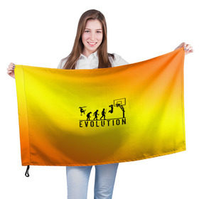 Флаг 3D с принтом Эволюция баскетбола в Курске, 100% полиэстер | плотность ткани — 95 г/м2, размер — 67 х 109 см. Принт наносится с одной стороны | basketball | evolution | желтый | обезьяна человек | оранжевый | эволюция