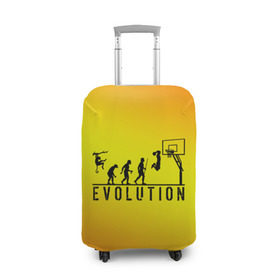 Чехол для чемодана 3D с принтом Эволюция баскетбола в Курске, 86% полиэфир, 14% спандекс | двустороннее нанесение принта, прорези для ручек и колес | Тематика изображения на принте: basketball | evolution | желтый | обезьяна человек | оранжевый | эволюция