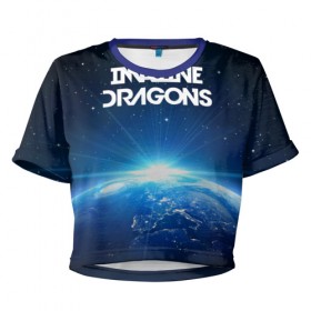 Женская футболка 3D укороченная с принтом WORLD в Курске, 100% полиэстер | круглая горловина, длина футболки до линии талии, рукава с отворотами | imagine dragons