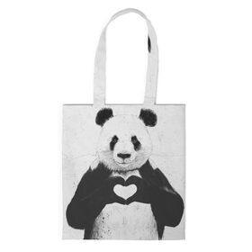 Сумка 3D повседневная с принтом Panda heart в Курске, 100% полиэстер | Плотность: 200 г/м2; Размер: 34×35 см; Высота лямок: 30 см | heart | panda | арт | клевый | красивый | панда | рисунок | сердце