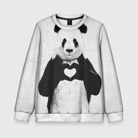 Детский свитшот 3D с принтом Panda heart в Курске, 100% полиэстер | свободная посадка, прямой крой, мягкая тканевая резинка на рукавах и понизу свитшота | heart | panda | арт | клевый | красивый | панда | рисунок | сердце