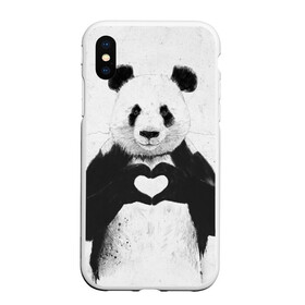 Чехол для iPhone XS Max матовый с принтом Panda heart в Курске, Силикон | Область печати: задняя сторона чехла, без боковых панелей | heart | panda | арт | клевый | красивый | панда | рисунок | сердце