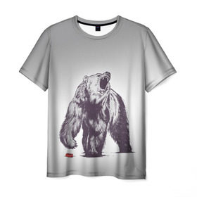 Мужская футболка 3D с принтом Медведь наступил на лего в Курске, 100% полиэфир | прямой крой, круглый вырез горловины, длина до линии бедер | зверь | косолапый | лего | медведь | мишка | рев