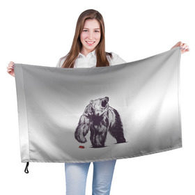 Флаг 3D с принтом Медведь наступил на лего в Курске, 100% полиэстер | плотность ткани — 95 г/м2, размер — 67 х 109 см. Принт наносится с одной стороны | зверь | косолапый | лего | медведь | мишка | рев