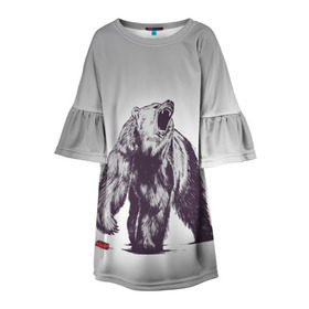 Детское платье 3D с принтом Медведь наступил на лего в Курске, 100% полиэстер | прямой силуэт, чуть расширенный к низу. Круглая горловина, на рукавах — воланы | зверь | косолапый | лего | медведь | мишка | рев