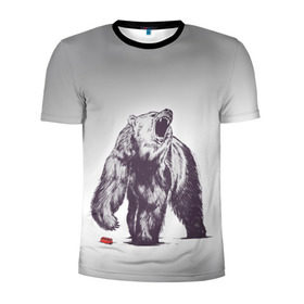 Мужская футболка 3D спортивная с принтом Медведь наступил на лего в Курске, 100% полиэстер с улучшенными характеристиками | приталенный силуэт, круглая горловина, широкие плечи, сужается к линии бедра | Тематика изображения на принте: зверь | косолапый | лего | медведь | мишка | рев