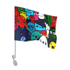 Флаг для автомобиля с принтом Монстрбомбинг в Курске, 100% полиэстер | Размер: 30*21 см | 3d | bombing | sticker | животные | милые | монстры | прикольные | стикербомбинг