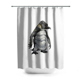 Штора 3D для ванной с принтом Пингвинопитек в Курске, 100% полиэстер | плотность материала — 100 г/м2. Стандартный размер — 146 см х 180 см. По верхнему краю — пластиковые люверсы для креплений. В комплекте 10 пластиковых колец | лженаука | пингвин