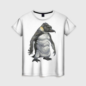 Женская футболка 3D с принтом Пингвинопитек в Курске, 100% полиэфир ( синтетическое хлопкоподобное полотно) | прямой крой, круглый вырез горловины, длина до линии бедер | лженаука | пингвин