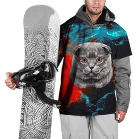 Накидка на куртку 3D с принтом Космический кот в Курске, 100% полиэстер |  | 3d | cat | арт | взгляд | кот | кот хипстер | котёнок | котятки | котятушки | кошечки | кошка | мордочка