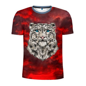 Мужская футболка 3D спортивная с принтом Леопард в Курске, 100% полиэстер с улучшенными характеристиками | приталенный силуэт, круглая горловина, широкие плечи, сужается к линии бедра | 3d | cat | арт | вечер | взгляд | закат | кот | кот хипстер | котёнок | котятки | котятушки | кошечки | кошка | леопард | мордочка | ночь