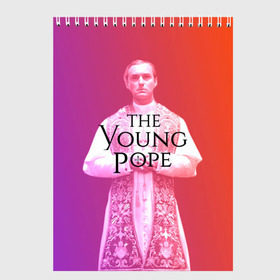 Скетчбук с принтом The Young Pope в Курске, 100% бумага
 | 48 листов, плотность листов — 100 г/м2, плотность картонной обложки — 250 г/м2. Листы скреплены сверху удобной пружинной спиралью | Тематика изображения на принте: young pope | джуд | лоу | молодой папа