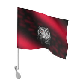 Флаг для автомобиля с принтом Тигр красные глаза в Курске, 100% полиэстер | Размер: 30*21 см |  хищник | багровый | большая кошка | глаза. красные | красный | кровавый | тигр