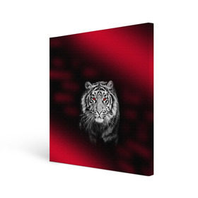 Холст квадратный с принтом Тигр красные глаза в Курске, 100% ПВХ |  |  хищник | багровый | большая кошка | глаза. красные | красный | кровавый | тигр
