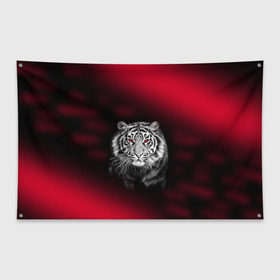 Флаг-баннер с принтом Тигр красные глаза в Курске, 100% полиэстер | размер 67 х 109 см, плотность ткани — 95 г/м2; по краям флага есть четыре люверса для крепления |  хищник | багровый | большая кошка | глаза. красные | красный | кровавый | тигр