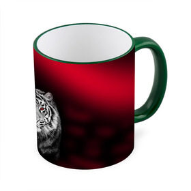 Кружка 3D с принтом Тигр красные глаза в Курске, керамика | ёмкость 330 мл | Тематика изображения на принте:  хищник | багровый | большая кошка | глаза. красные | красный | кровавый | тигр