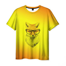 Мужская футболка 3D с принтом Лис ученый в Курске, 100% полиэфир | прямой крой, круглый вырез горловины, длина до линии бедер | fox | животное | зверь | красивая | лес | лис | лиса | лисенок | лисица | лисичка | мех | очки | патрикеевна | песец | плутовка | прикольная | природа | рисунок | рыжая | рыжий цвет | сказка | хвост | хитрая
