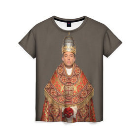 Женская футболка 3D с принтом Молодой Папа в Курске, 100% полиэфир ( синтетическое хлопкоподобное полотно) | прямой крой, круглый вырез горловины, длина до линии бедер | young pope | джуд | лоу | молодой папа