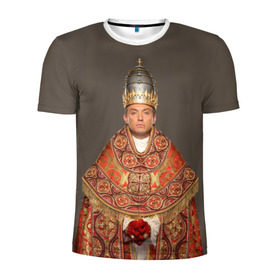 Мужская футболка 3D спортивная с принтом Молодой Папа в Курске, 100% полиэстер с улучшенными характеристиками | приталенный силуэт, круглая горловина, широкие плечи, сужается к линии бедра | young pope | джуд | лоу | молодой папа