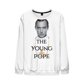 Мужской свитшот 3D с принтом The Young Pope в Курске, 100% полиэстер с мягким внутренним слоем | круглый вырез горловины, мягкая резинка на манжетах и поясе, свободная посадка по фигуре | young pope | джуд | лоу | молодой папа