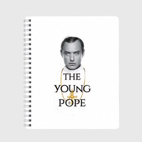 Тетрадь с принтом The Young Pope в Курске, 100% бумага | 48 листов, плотность листов — 60 г/м2, плотность картонной обложки — 250 г/м2. Листы скреплены сбоку удобной пружинной спиралью. Уголки страниц и обложки скругленные. Цвет линий — светло-серый
 | young pope | джуд | лоу | молодой папа