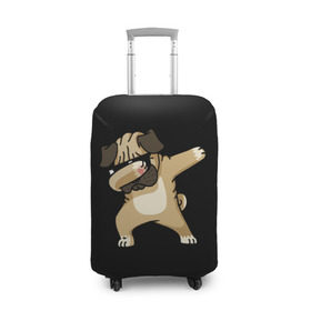 Чехол для чемодана 3D с принтом Dog dab в Курске, 86% полиэфир, 14% спандекс | двустороннее нанесение принта, прорези для ручек и колес | арт | животное | мопс | музыка | собака