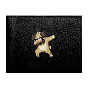 Обложка для студенческого билета с принтом Dog dab в Курске, натуральная кожа | Размер: 11*8 см; Печать на всей внешней стороне | Тематика изображения на принте: арт | животное | мопс | музыка | собака