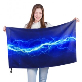 Флаг 3D с принтом electricity в Курске, 100% полиэстер | плотность ткани — 95 г/м2, размер — 67 х 109 см. Принт наносится с одной стороны | молния | разряд | электричество