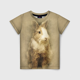 Детская футболка 3D с принтом Кролик в Курске, 100% гипоаллергенный полиэфир | прямой крой, круглый вырез горловины, длина до линии бедер, чуть спущенное плечо, ткань немного тянется | грызун | животные | заяц | кролик | мордочка | природа | пушистый | уши