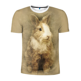 Мужская футболка 3D спортивная с принтом Кролик в Курске, 100% полиэстер с улучшенными характеристиками | приталенный силуэт, круглая горловина, широкие плечи, сужается к линии бедра | Тематика изображения на принте: грызун | животные | заяц | кролик | мордочка | природа | пушистый | уши