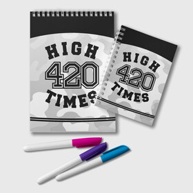 Блокнот с принтом High Times 420 Camo в Курске, 100% бумага | 48 листов, плотность листов — 60 г/м2, плотность картонной обложки — 250 г/м2. Листы скреплены удобной пружинной спиралью. Цвет линий — светло-серый
 | camouflage | камо | камуфляж