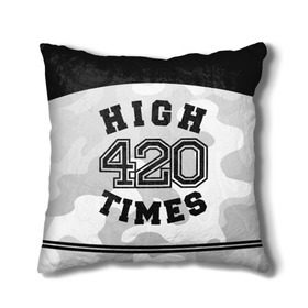 Подушка 3D с принтом High Times 420 Camo в Курске, наволочка – 100% полиэстер, наполнитель – холлофайбер (легкий наполнитель, не вызывает аллергию). | состоит из подушки и наволочки. Наволочка на молнии, легко снимается для стирки | camouflage | камо | камуфляж